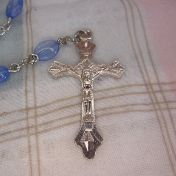 Light Blue Rosary Prayer Beads Virgin Mother - Picture 3 of 12